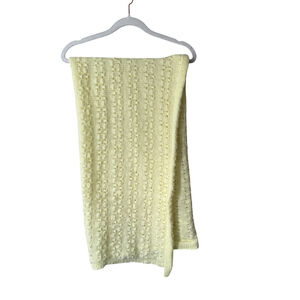 Soft Pastel Yellow Handmade Crochet Knit Baby Blanket Vintage Inspired Nursery